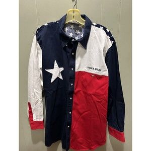 Gil Adam Western Shirt Texas Flag Thick Cottom Men’s Sz Large
